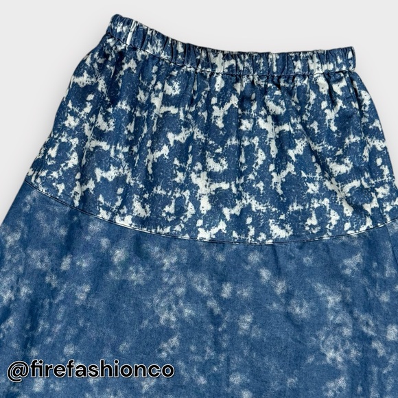 PAPER PARACHUTE WESTERN BOHO BLUE FLORAL COTTON MAXI SKIRT SMALL - Picture 3 of 7